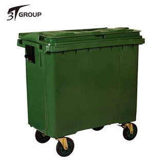 Thùng rác có bàn đạp bằng nhựa có bánh xe